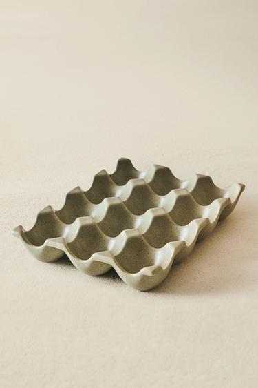 STONEWARE EGG TRAY (12) - GREENISH by Zara