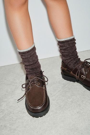 2-PACK OF LONG SHIMMER SOCKS - Brown by Zara