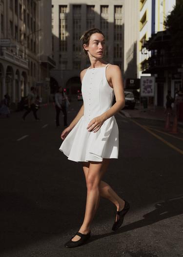 MINI DRESS WITH BUTTONS - White by Zara - Image 0
