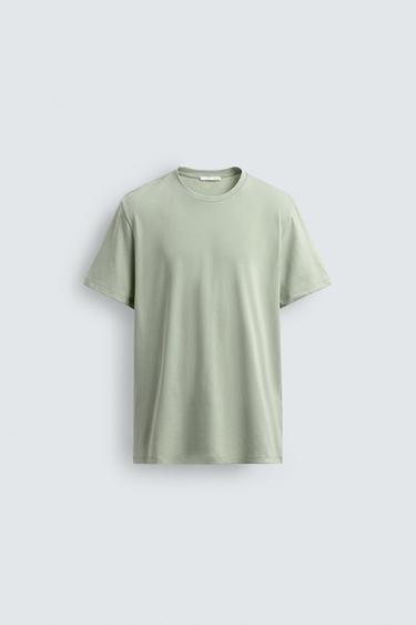 BASIC SLIM FIT T-SHIRT /01 - Light green by Zara