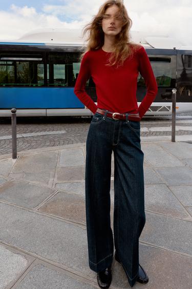 BASIC PLAIN KNIT JUMPER - Dark red by Zara