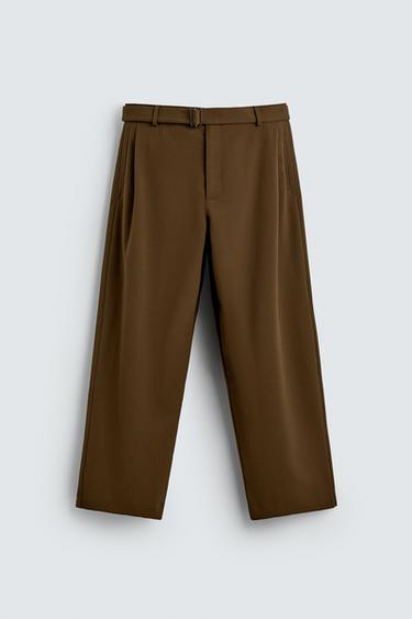 RELAXED FIT TROUSERS WITH BELT - Oil by Zara