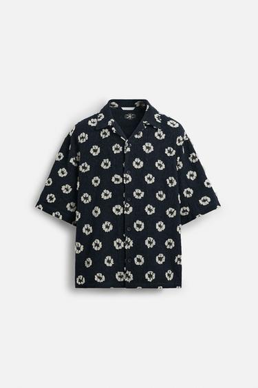 TEXTURED JACQUARD SHIRT - Dark navy by Zara