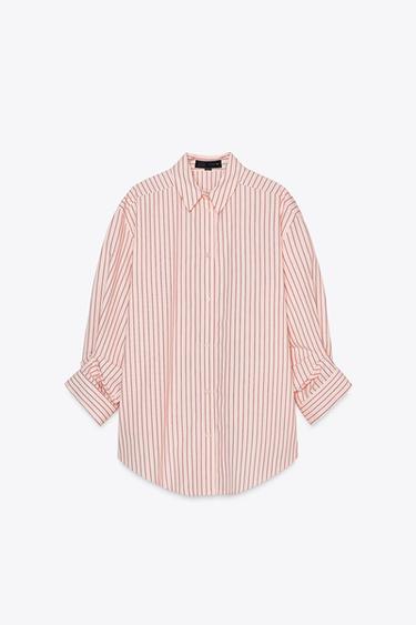 STRIPED ZW COLLECTION SHIRT - Pink by Zara