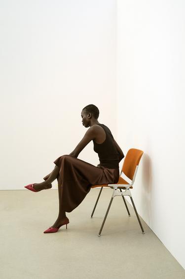 BUCKLE DETAIL SLINGBACK HEELED SHOES - Red by Zara