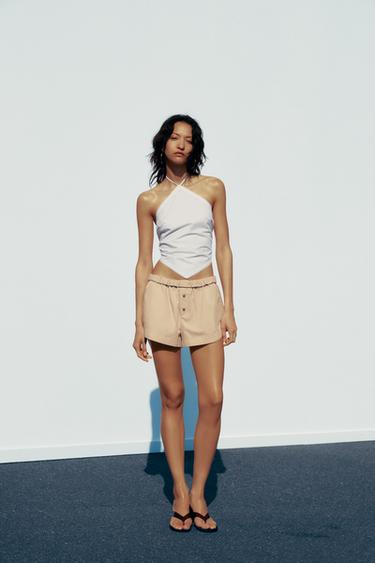 TURN-UP WAIST MINI SHORTS - Beige by Zara - Image 0