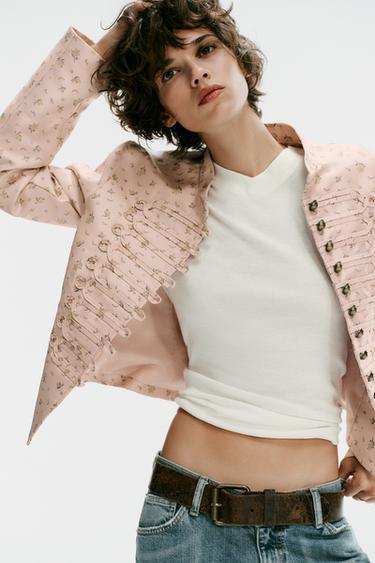 FLORAL PRINT TAILORED BLAZER - Dusty pink by Zara