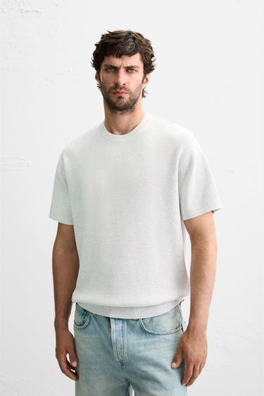 PEARL KNIT T-SHIRT - Grey marl by Zara