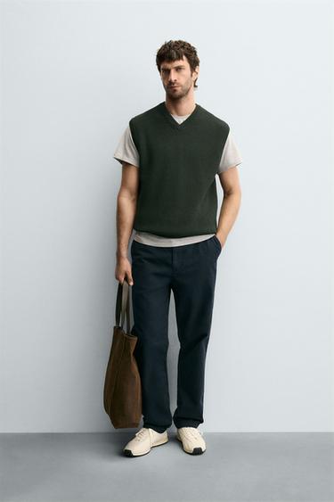 PURL KNIT VEST - Dark green by Zara - Image 0