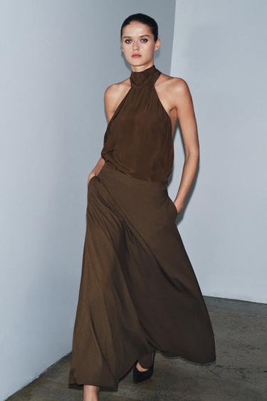 ZW COLLECTION LIMITED EDITION LONG SKIRT - Dark khaki by Zara