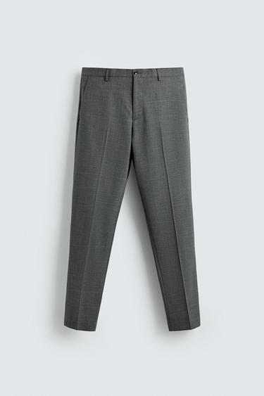 CHECK SUIT TROUSERS - Grey marl by Zara