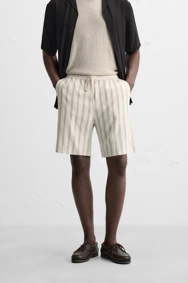 LINEN - VISCOSE BERMUDA SHORTS - striped by Zara