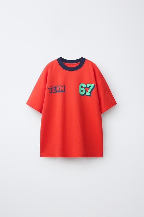 TEAM SIX SEVEN PRINT T-SHIRT - Red by Zara - Image 0