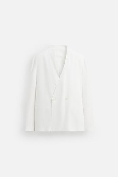 100% LINEN SUIT BLAZER - White by Zara