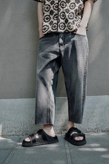 WIDE-LEG CROPPED JEANS - Charcoal by Zara