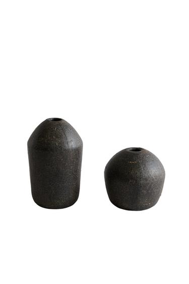 OVAL DECORATIVE CERAMIC VASE - Black by Zara