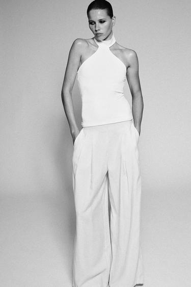 POLYAMIDE HALTER TOP - White by Zara - Image 0