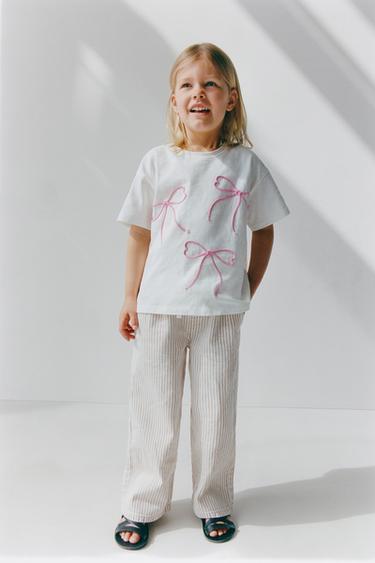 DRAWSTRING BOW T-SHIRT - White by Zara