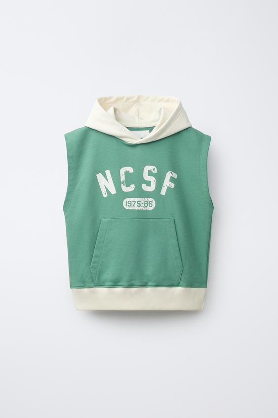HOODED JOGGING VEST - Green by Zara - Image 0
