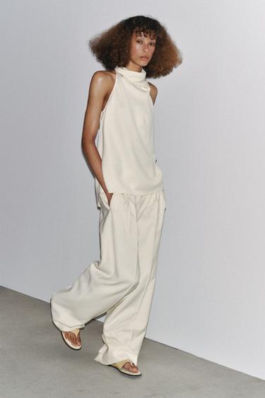 ZW COLLECTION FLOWING HALTER TOP - Ecru by Zara - Image 0