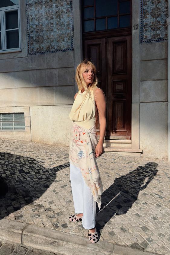 FLOWING DRAPED TOP - Light yellow by Zara - Image 0