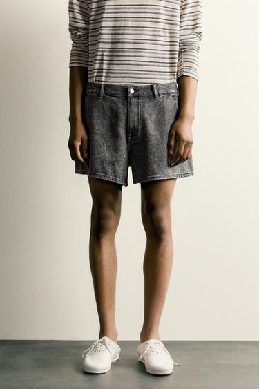 ACID WASH DENIM SHORTS - Anthracite grey by Zara
