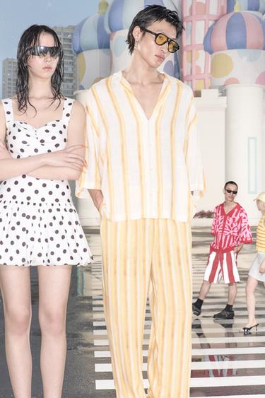 VISCOSE-LINEN STRIPED TROUSERS - Yellow by Zara