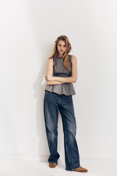 PEPLUM TIE TOP - Grey marl by Zara - Image 0