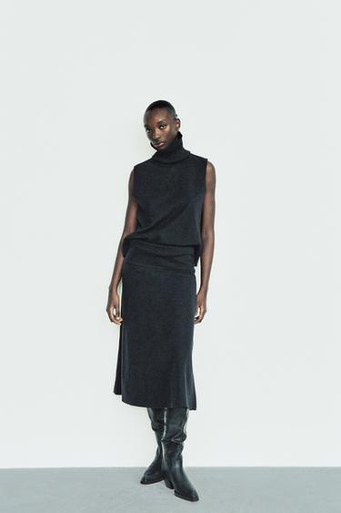 SOFT VOLUMINOUS MIDI SKIRT - Black by Zara