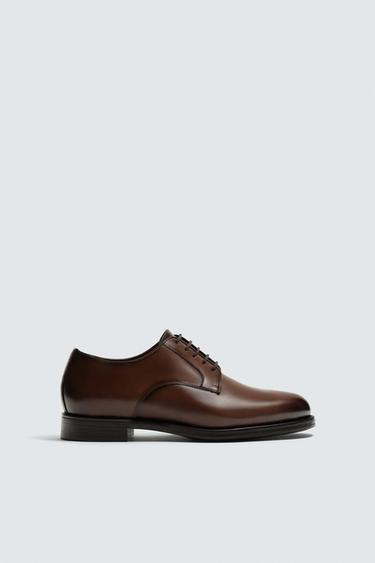 LEATHER DRESS SHOES - Brown by Zara