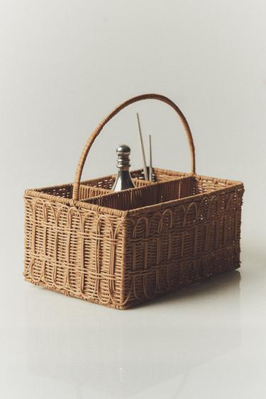 RATTAN PICNIC HAMPER WITH HANDLE - Light beige by Zara
