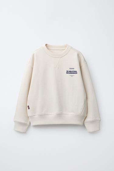 SLOGAN AND LABEL SWEATSHIRT - Ecru by Zara