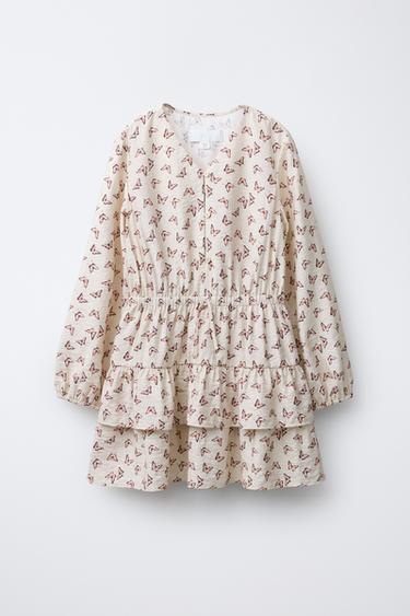 BUTTERFLY PRINT DRESS - Ecru by Zara