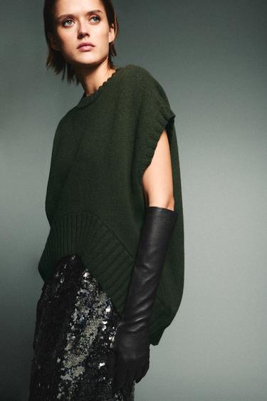 OVERSIZED WOOL WAISTCOAT WITH ASYMMETRIC HEM - Green by Zara
