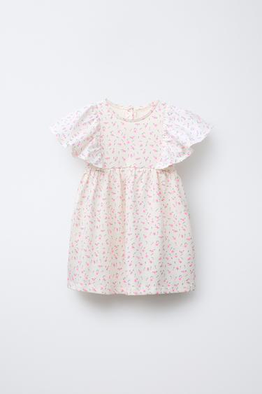 COMBINED RUFFLE DRESS - Pink by Zara