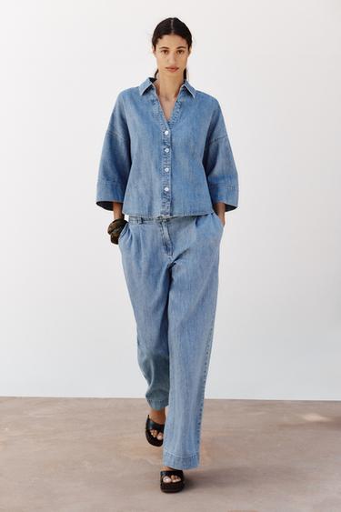 Z1975 WIDE-LEG HIGH-RISE JEANS WITH DARTS - Mid-blue by Zara - Image 0