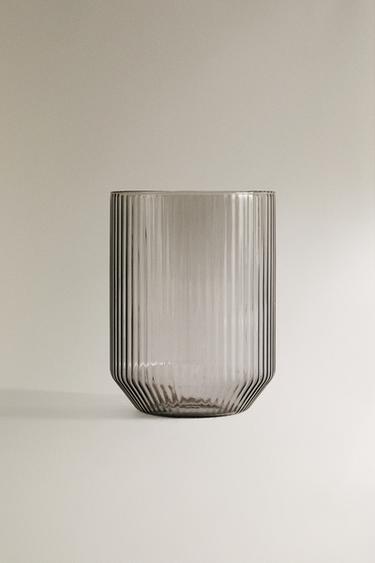 BOROSILICATE GLASS TUMBLER WITH RAISED LINES - Grey by Zara - Image 0