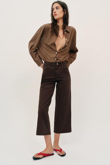 OVERSIZE COTTON SHIRT - Brown by Zara