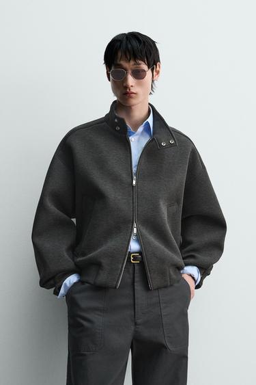 TECHNICAL JACKET WITH CONTRAST COLLAR - Dark grey by Zara