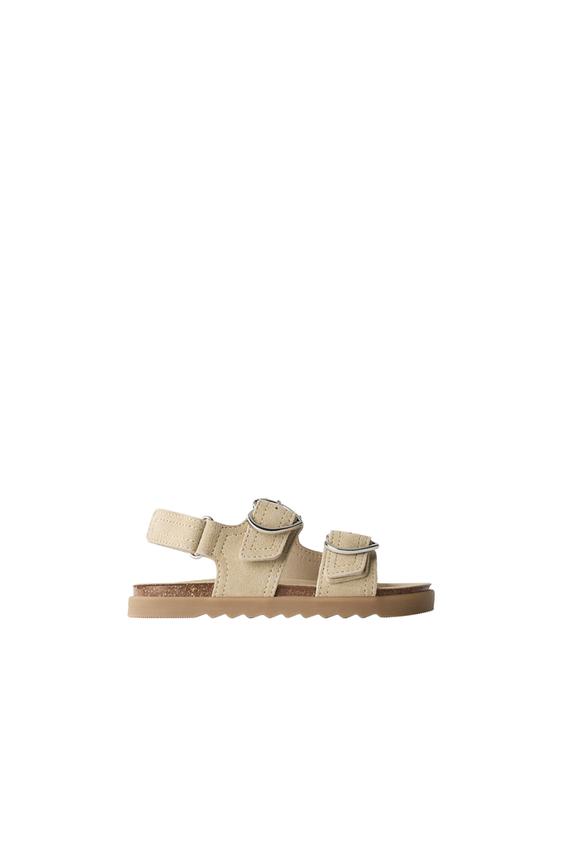 LEATHER SANDALS WITH BUCKLES - Sand Brown by Zara - Image 0