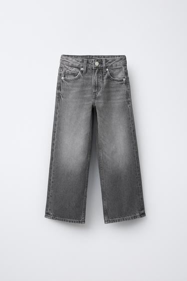 WIDE-LEG JEANS WITH ANIMAL PRINT STARS - Grey by Zara