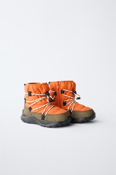 QUILTED WATER-REPELLENT SNOW BOOTS - Orange by Zara