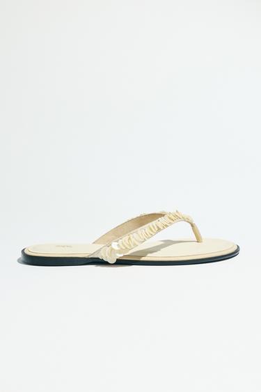 BEADED STRAP SANDALS - Beige by Zara
