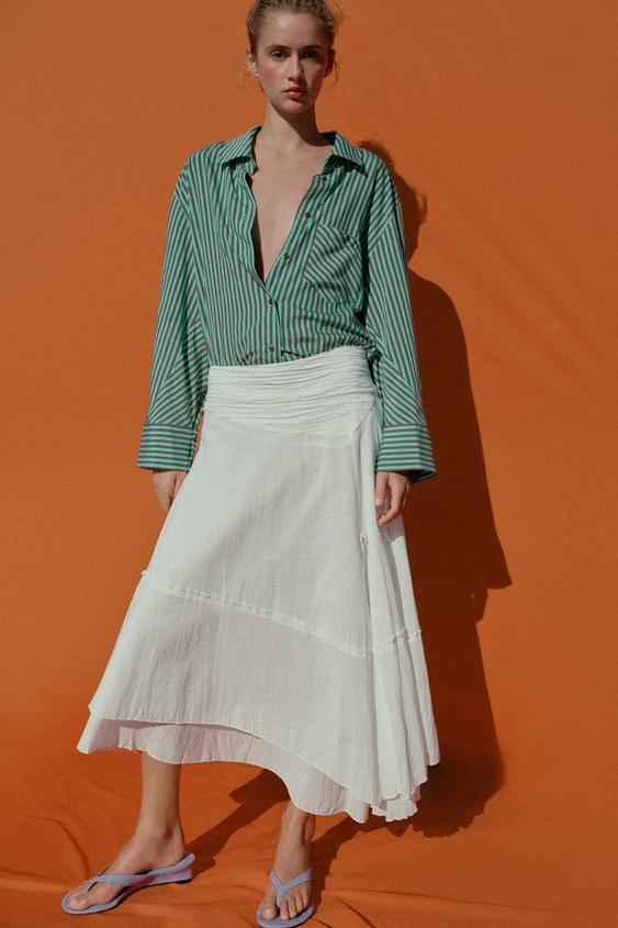 ASYMMETRIC RUSTIC FABRIC SKIRT - Ecru by Zara - Image 0