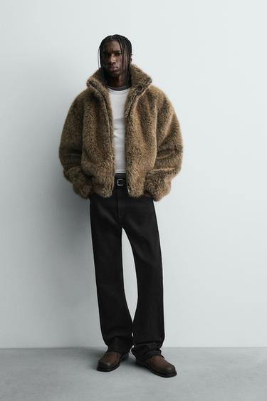 SHORT FAUX FUR COAT - Brown by Zara