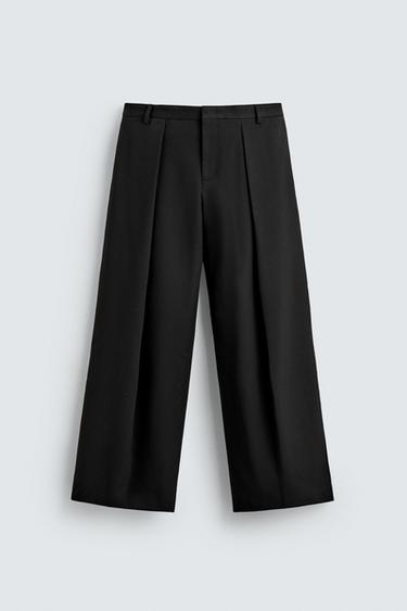 PINSTRIPED PLEATED TROUSERS - Black by Zara