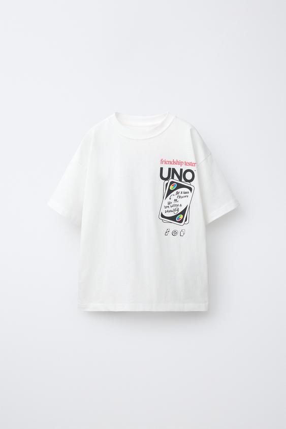 UNO CARD GAME PRINT T-SHIRT - White by Zara - Image 0