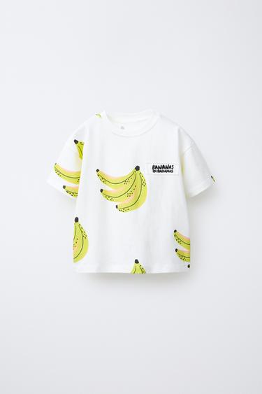 BANANA PRINT T-SHIRT - Oyster-white by Zara - Image 0