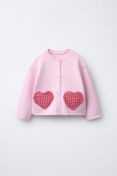 CARDIGAN WITH HEART POCKETS - Pink by Zara