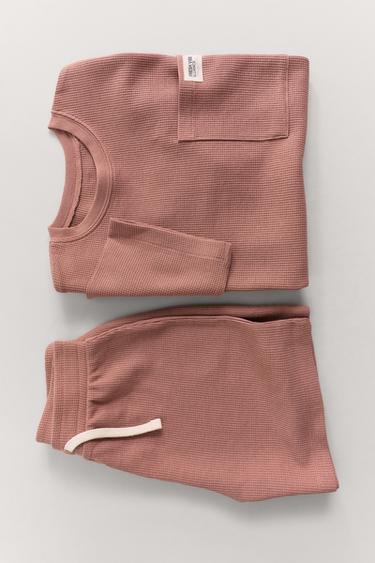 6-14 YEARS/ WAFFLE-KNIT LABEL PYJAMAS - Pink by Zara